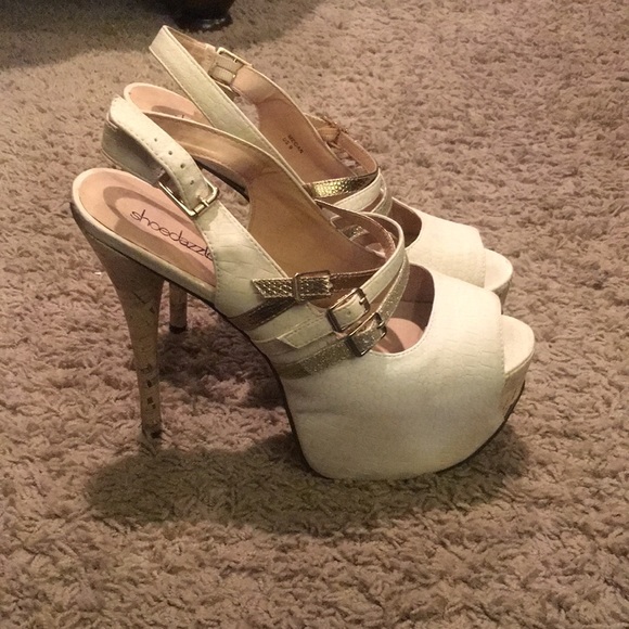 Cream Decor Heels - Picture 1 of 6
